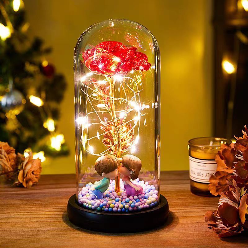 Eternal Rose LED Light Foil Flower In Glass Cover Night Lights Valentines Day Gifts Lamp Decor For For Home Bedroom Wedding Gift Valentine's Day Gifts - BuyFlex