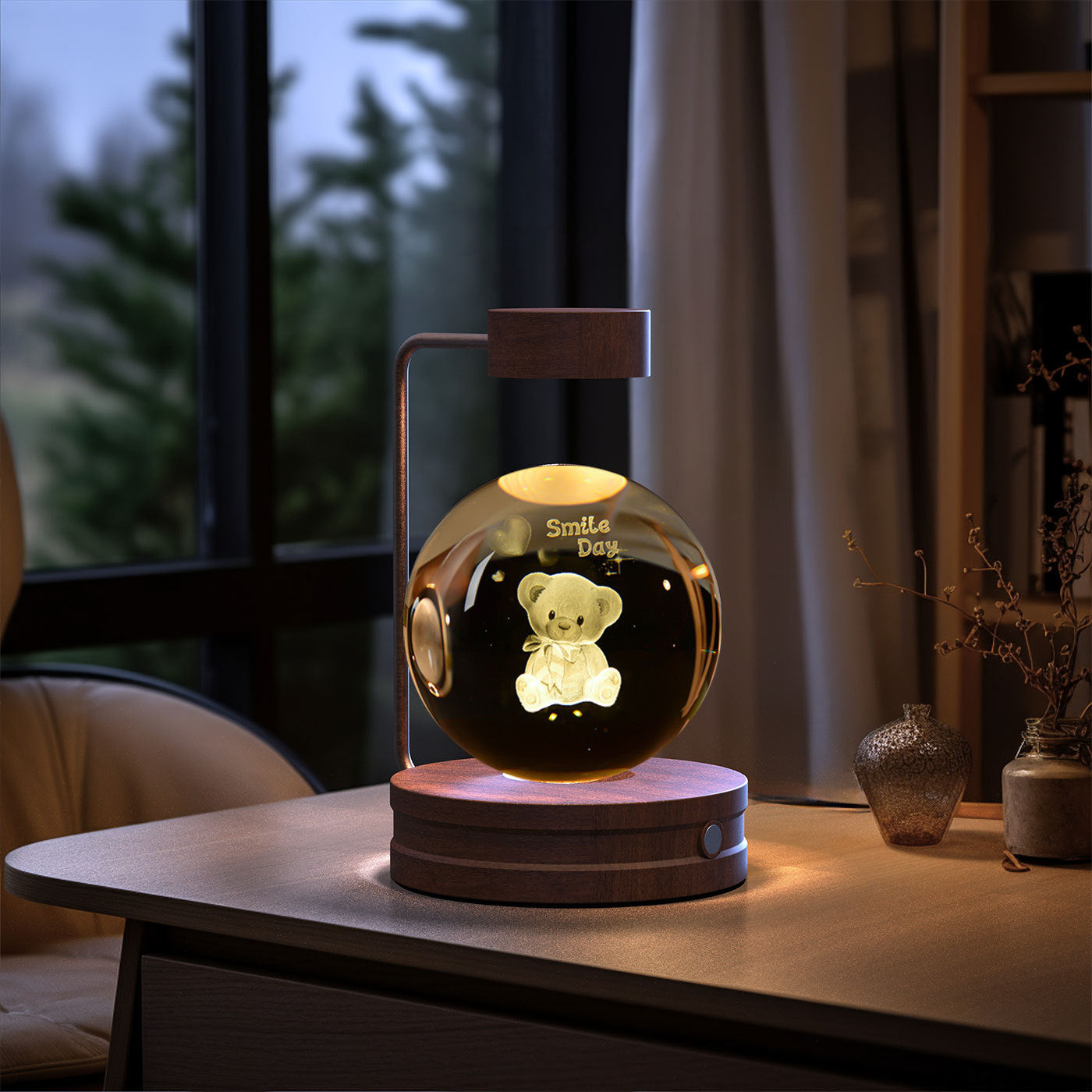 Crystal Ball Cosmic Dinosaur Indoor Night Light USB Power Warm Bedside Light Birthday Gift Night Lamp - BuyFlex