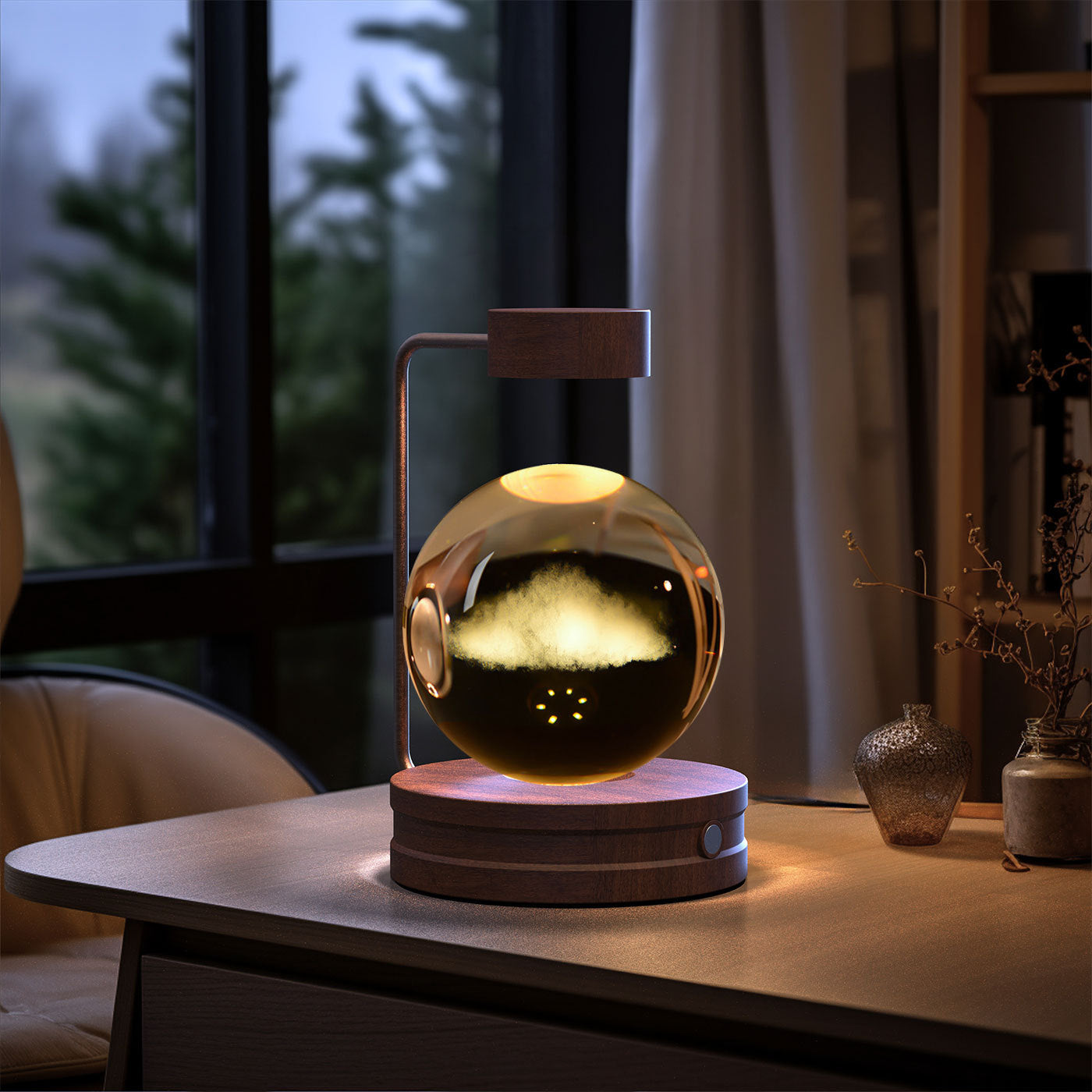 Crystal Ball Cosmic Dinosaur Indoor Night Light USB Power Warm Bedside Light Birthday Gift Night Lamp - BuyFlex