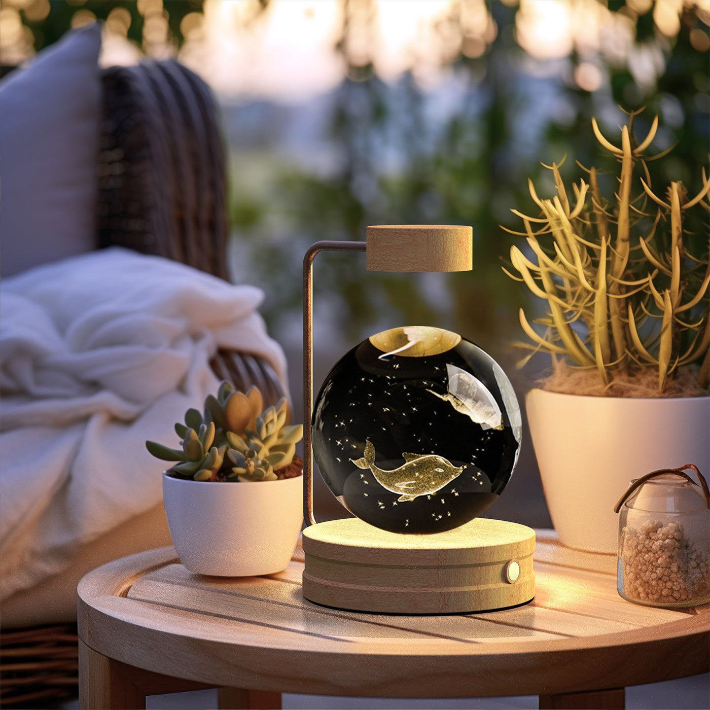 Crystal Ball Cosmic Dinosaur Indoor Night Light USB Power Warm Bedside Light Birthday Gift Night Lamp - BuyFlex