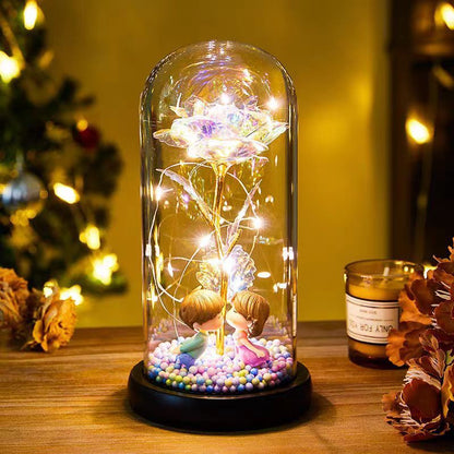 Eternal Rose LED Light Foil Flower In Glass Cover Night Lights Valentines Day Gifts Lamp Decor For For Home Bedroom Wedding Gift Valentine's Day Gifts - BuyFlex