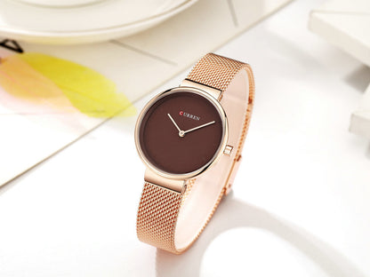 Fashion New Water Quartz Watch Women's Mesh Belt Casual Business Pointer Watch