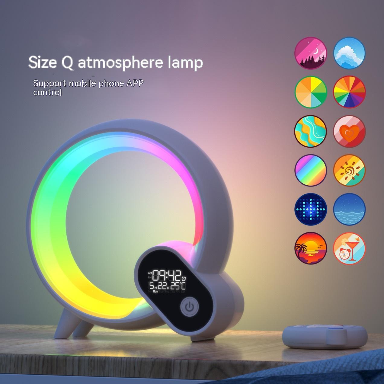 Creative Q Light Analog Sunrise Digital Display Alarm Clock Bluetooth Audio Intelligent Wake-up Q Colorful Atmosphere Light - BuyFlex